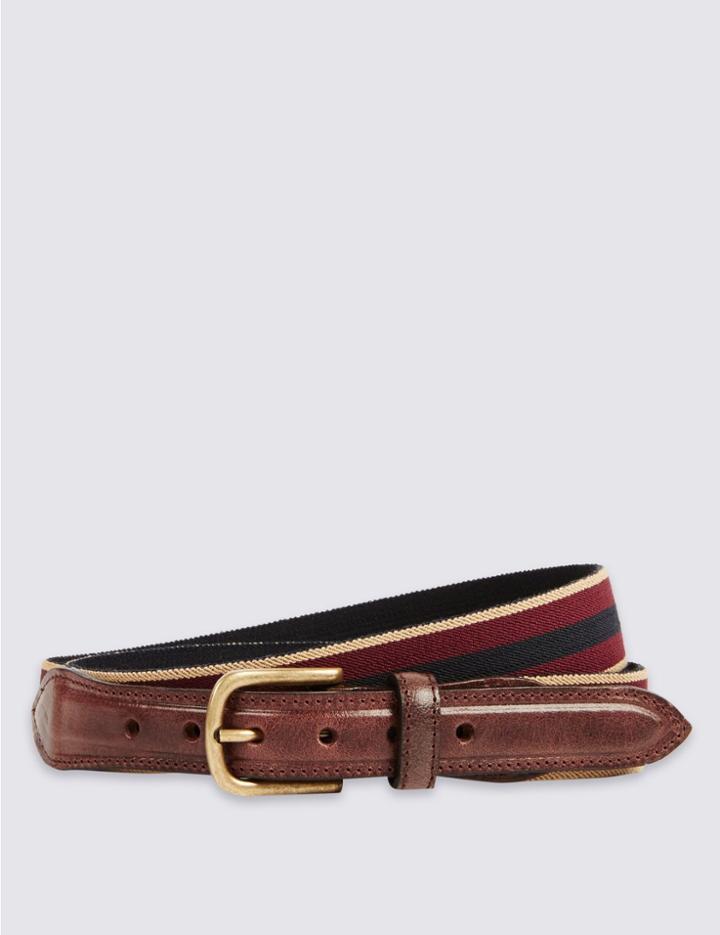 Marks & Spencer Stretch Active Waistband Buckle Belt Burgundy Mix