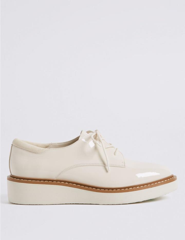 Marks & Spencer Leather Flatform Brogue Shoes White