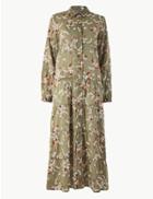 Marks & Spencer Floral Relaxed Fit Maxi Shirt Dress Khaki Mix