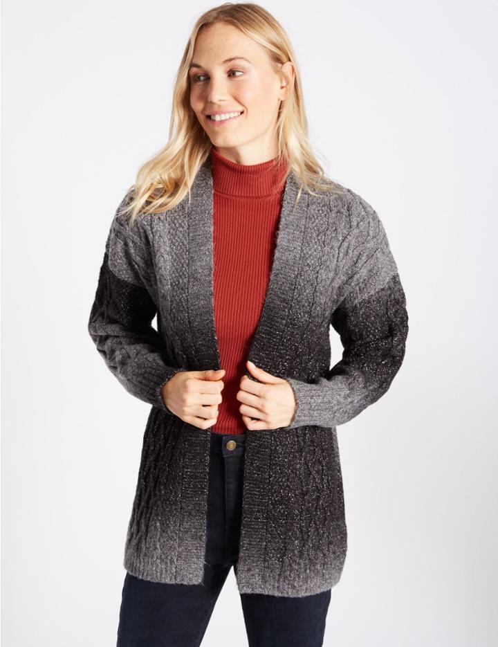 Marks & Spencer Textured Ombre Longline Cardigan Charcoal