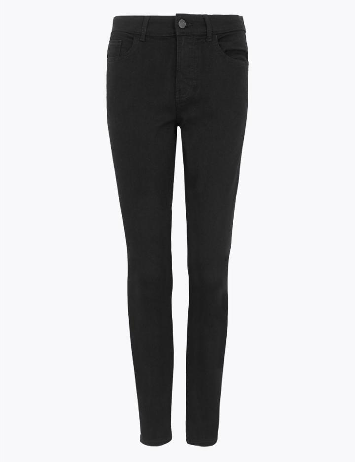 Marks & Spencer Petite Mid Rise Skinny Fit Jeans Black Mix