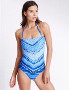 Marks & Spencer Secret Slimming&trade; Printed Swimsuit Blue Mix