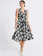 Marks & Spencer Textured Leaf V-neck Prom Dress Black Mix