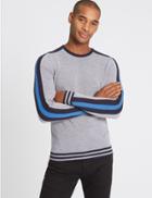 Marks & Spencer Cotton Rich Striped Slim Fit Jumper Grey Mix