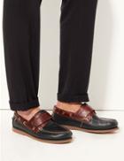 Marks & Spencer Leather Riptape Boat Shoes With Freshfeet&trade;