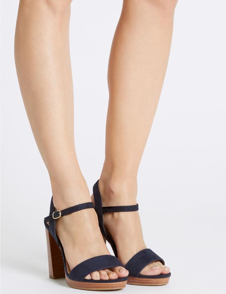 Marks & Spencer Wide Fit Stiletto Heel Sandals Navy