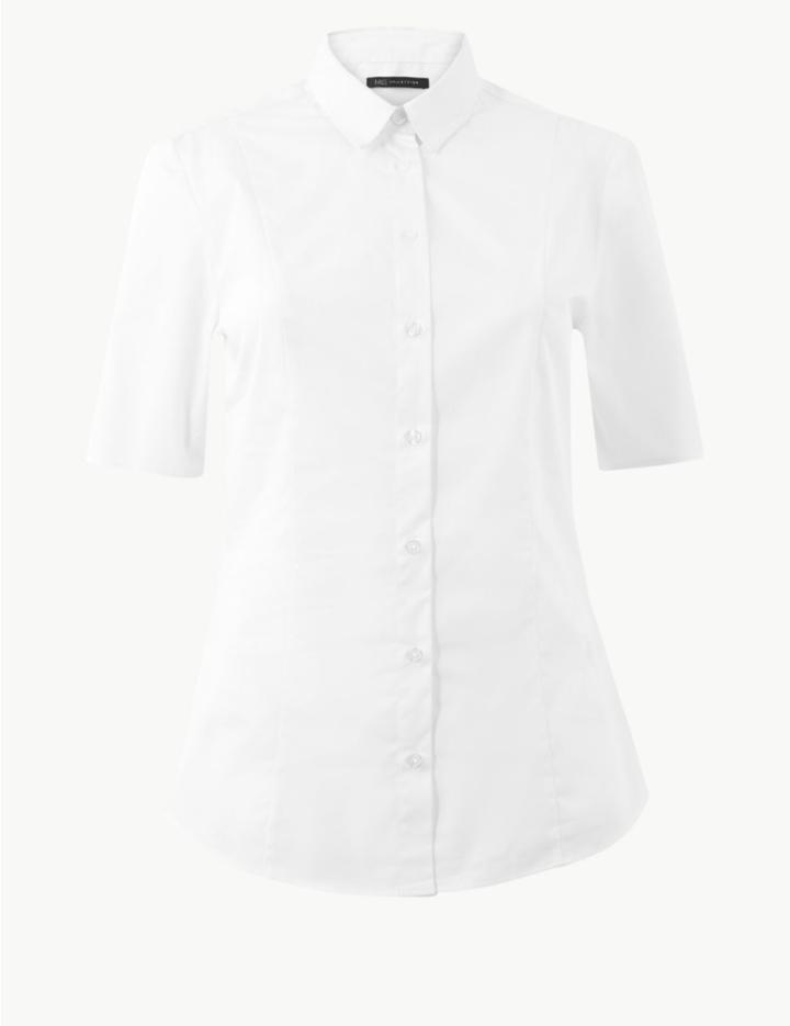 Marks & Spencer Short Sleeve Shirt White
