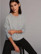 Marks & Spencer Pure Cashmere Ribbed Round Neck Jumper Silver Grey