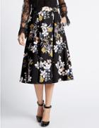 Marks & Spencer Floral Print A-line Skirt Black Mix