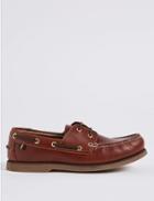 Marks & Spencer Leather Lace-up Boat Shoes With Freshfeet&trade; Rich Brown