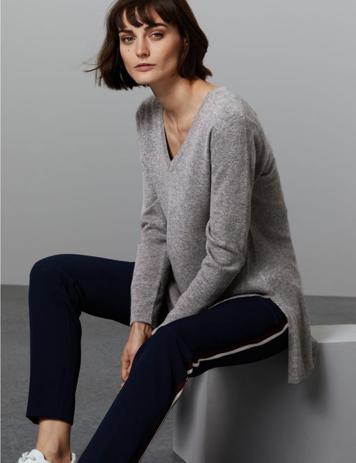 Marks & Spencer Pure Cashmere Textured Longline Jumper Mid Grey