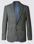 Marks & Spencer Single Breasted Mouline Jacket Grey