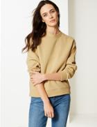 Marks & Spencer Cotton Rich Long Sleeve Sweatshirt Taupe