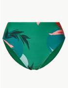 Marks & Spencer Floral Print High Waisted Bikini Bottoms Green Mix