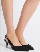 Marks & Spencer Wide Fit Kitten Heel Slingback Court Shoes Black