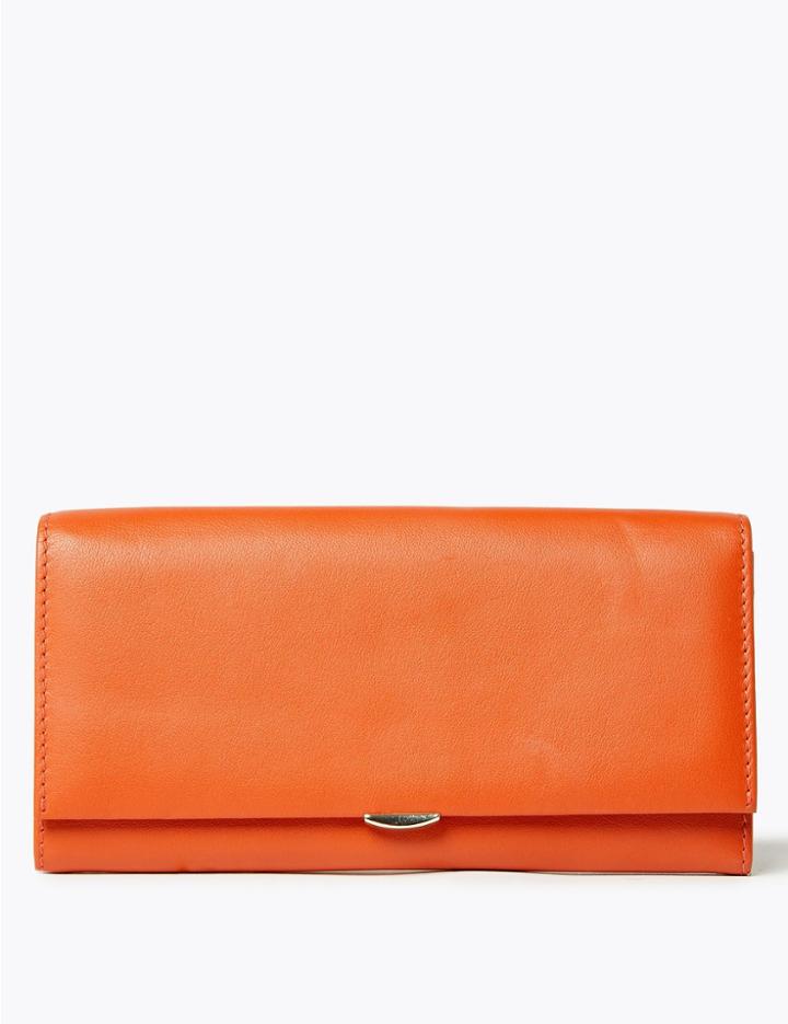 Marks & Spencer Leather Foldover Purse Burnt Orange