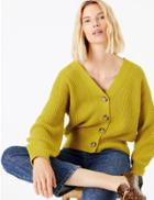 Marks & Spencer Cotton Rich Button Detailed Cardigan Antique Brass