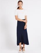 Marks & Spencer Long Ruffle A-line Skirt Navy