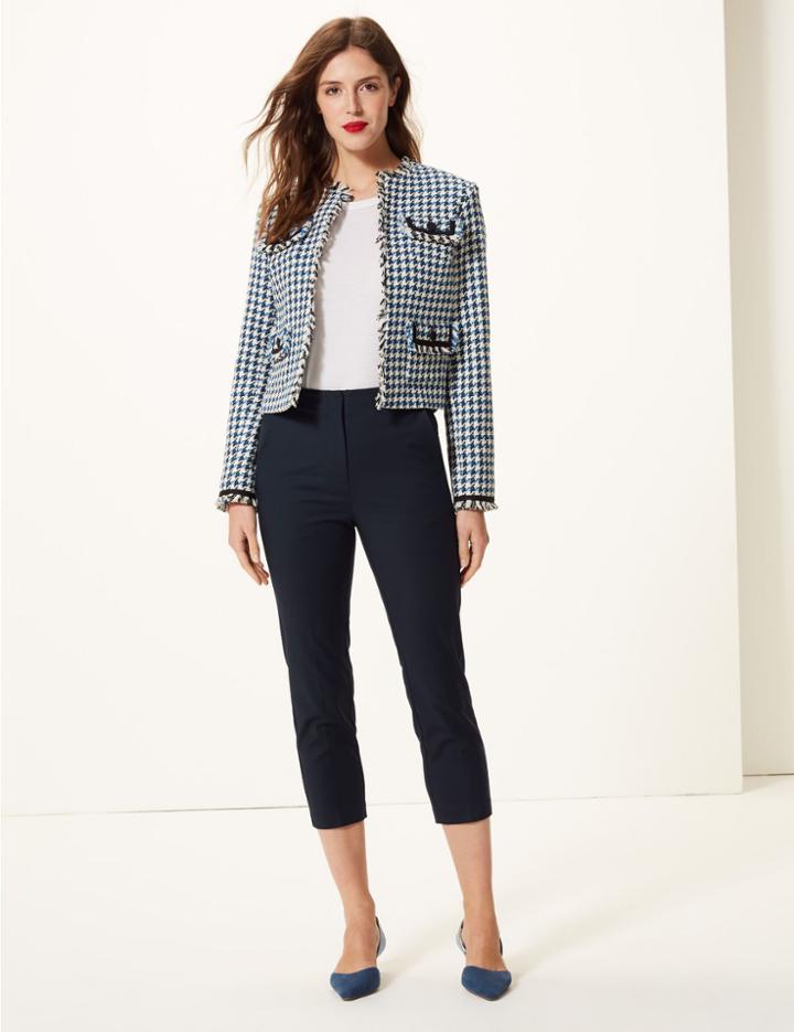 Marks & Spencer Slim Leg Cropped Trousers Dark Navy