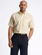 Marks & Spencer Pure Cotton Easy To Iron Regular Fit Shirt Yellow Mix