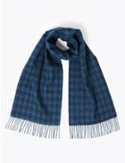 Marks & Spencer Cashmere Dogstooth Scarf Blue Mix