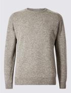 Marks & Spencer Pure Lambswool Crew Neck Jumper Putty
