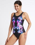 Marks & Spencer Secret Slimming&trade; High Neck Floral Print Swimsuit Black Mix