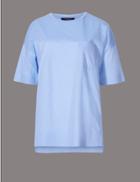 Marks & Spencer Pure Cotton Half Sleeve Jersey Top Periwinkle