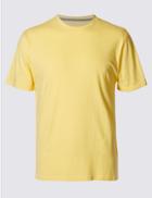 Marks & Spencer Pure Cotton Slim Fit T-shirt With Staynew&trade; Yellow Mix