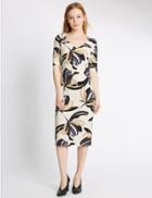 Marks & Spencer Petite Floral Print Bodycon Dress Ivory Mix