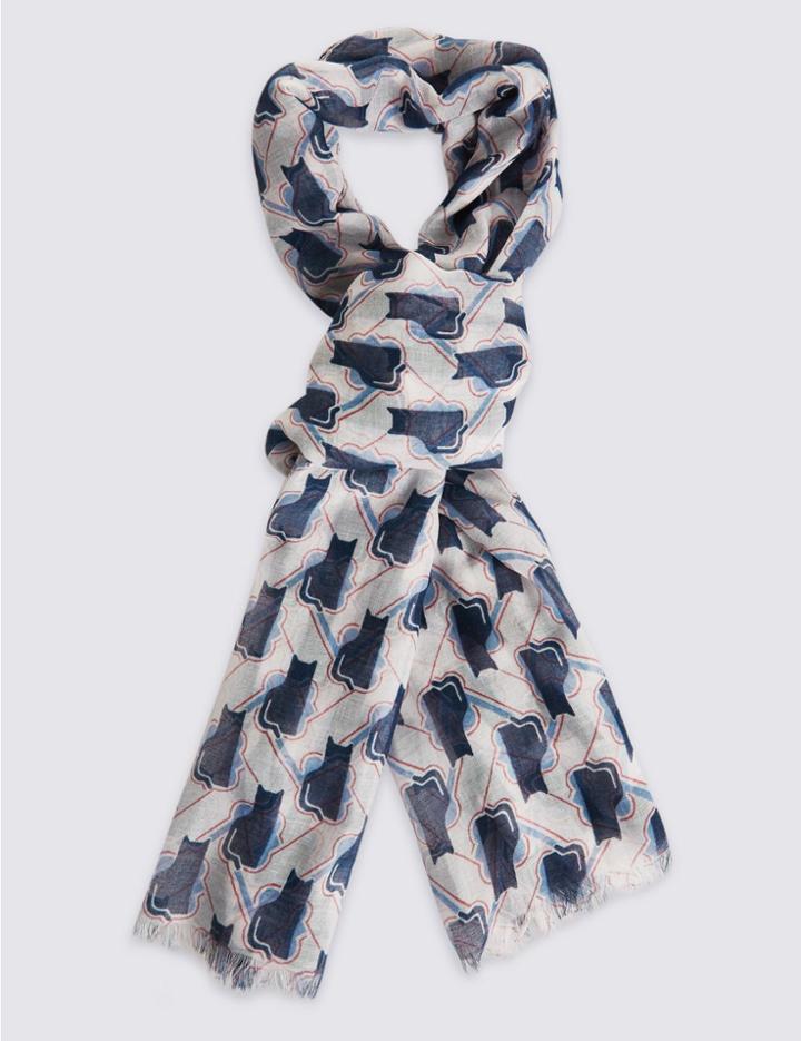 Marks & Spencer Animal Print Scarf Light Cream