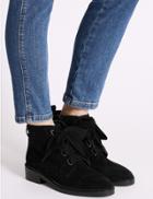 Marks & Spencer Leather Block Heel Ring Detail Ankle Boots Black