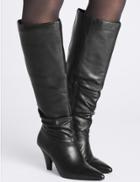 Marks & Spencer Leather Side Zip Knee Boots Black