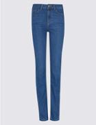 Marks & Spencer Mid Rise Straight Leg Jeans Medium Blue Mix