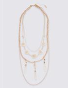 Marks & Spencer Triple Layer Pom-pom Necklace Cream Mix