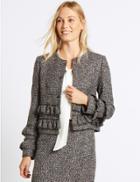 Marks & Spencer Frill Tweed Textured Jacket Silver Mix