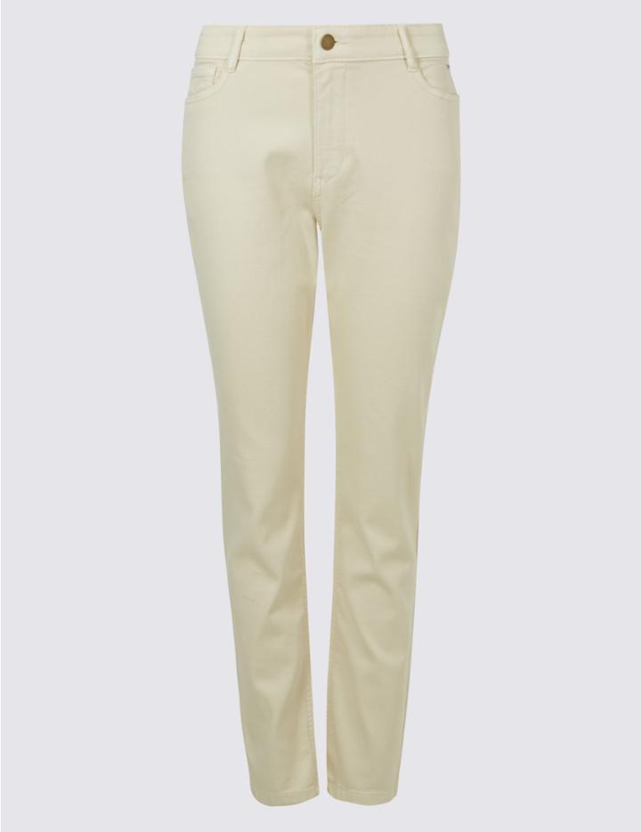 Marks & Spencer Plus Mid Rise Slim Fit Jeans Ecru