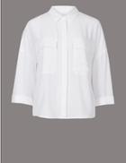 Marks & Spencer Pure Silk 3/4 Sleeve Shirt Soft White