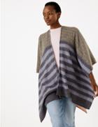 Marks & Spencer Striped Knit Wrap Grey