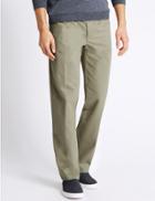 Marks & Spencer Pure Cotton Pleated Chinos Putty