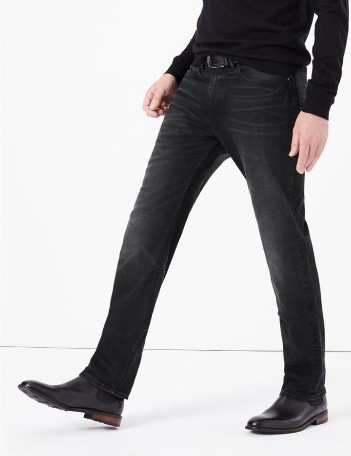 Marks & Spencer Straight Vintage Wash Jeans Black Mix
