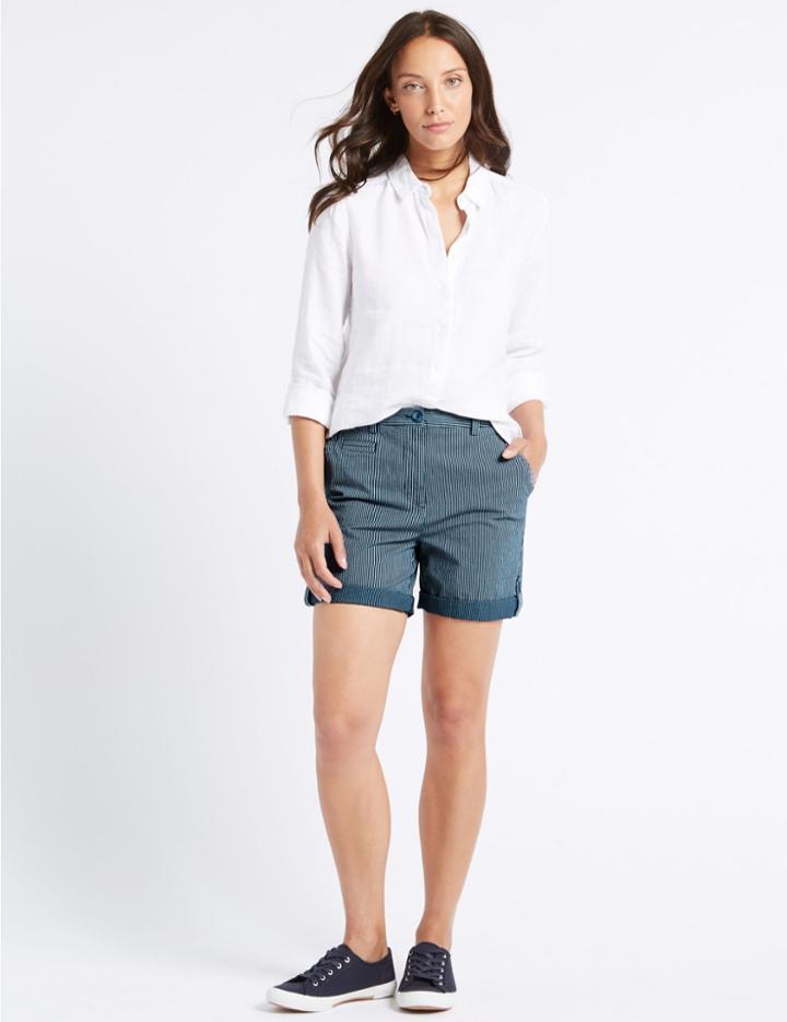 Marks & Spencer Pure Cotton Casual Shorts Navy Mix