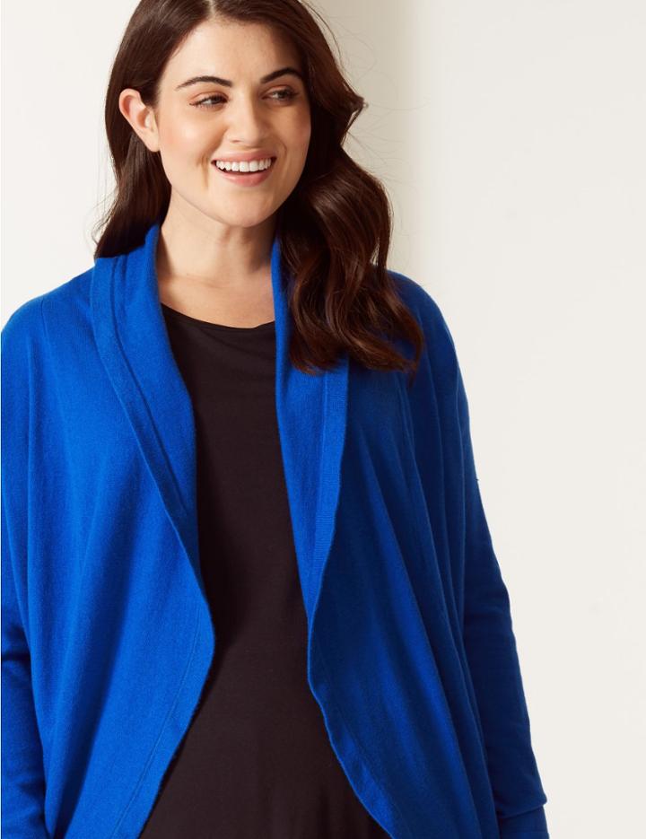 Marks & Spencer Curve 3/4 Sleeve Cardigan Rich Blue