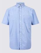 Marks & Spencer Easy To Iron Pure Cotton Slim Fit Oxford Shirt Blue