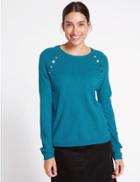 Marks & Spencer Cashmilon&trade; Button Shoulder Jumper Kingfisher
