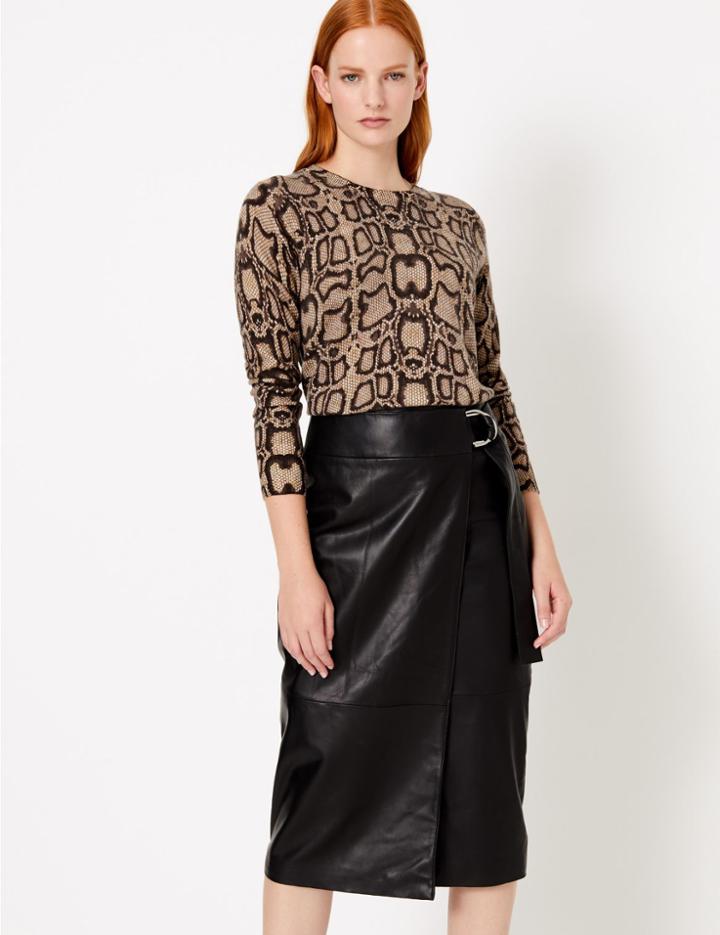 Marks & Spencer Pure Cashmere Animal Print Jumper Brown Mix