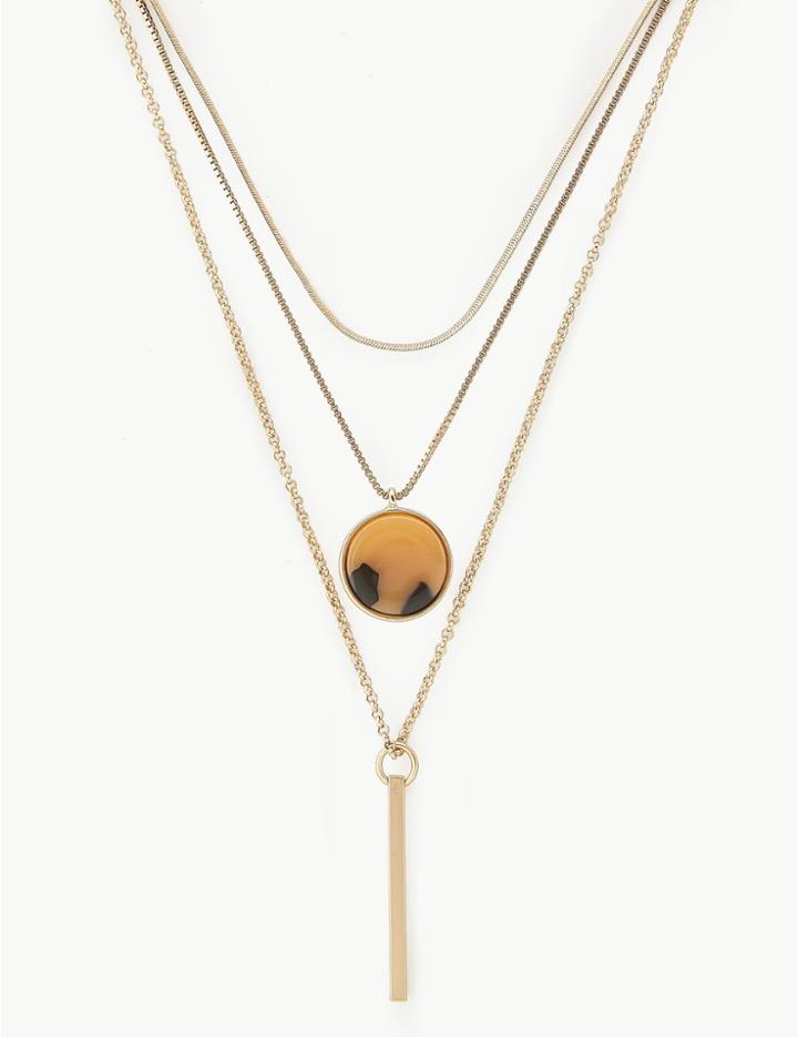 Marks & Spencer Skin Kind&trade; Disc And Bar Necklace Gold Mix