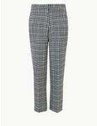 Marks & Spencer Checked Straight 7/8th Trousers Black Mix