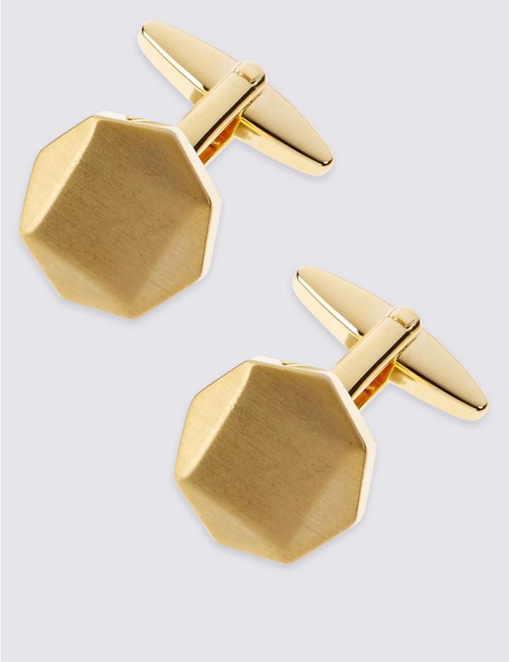 Marks & Spencer Octagon Brushed Cufflinks Yellow