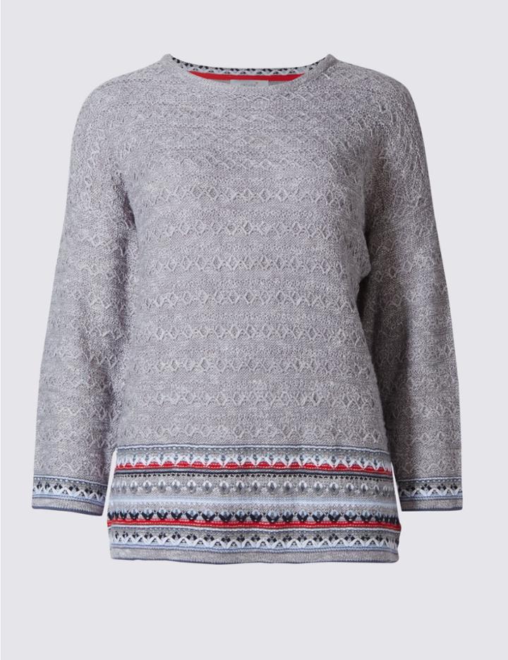 Marks & Spencer Textured Jumper Grey Mix